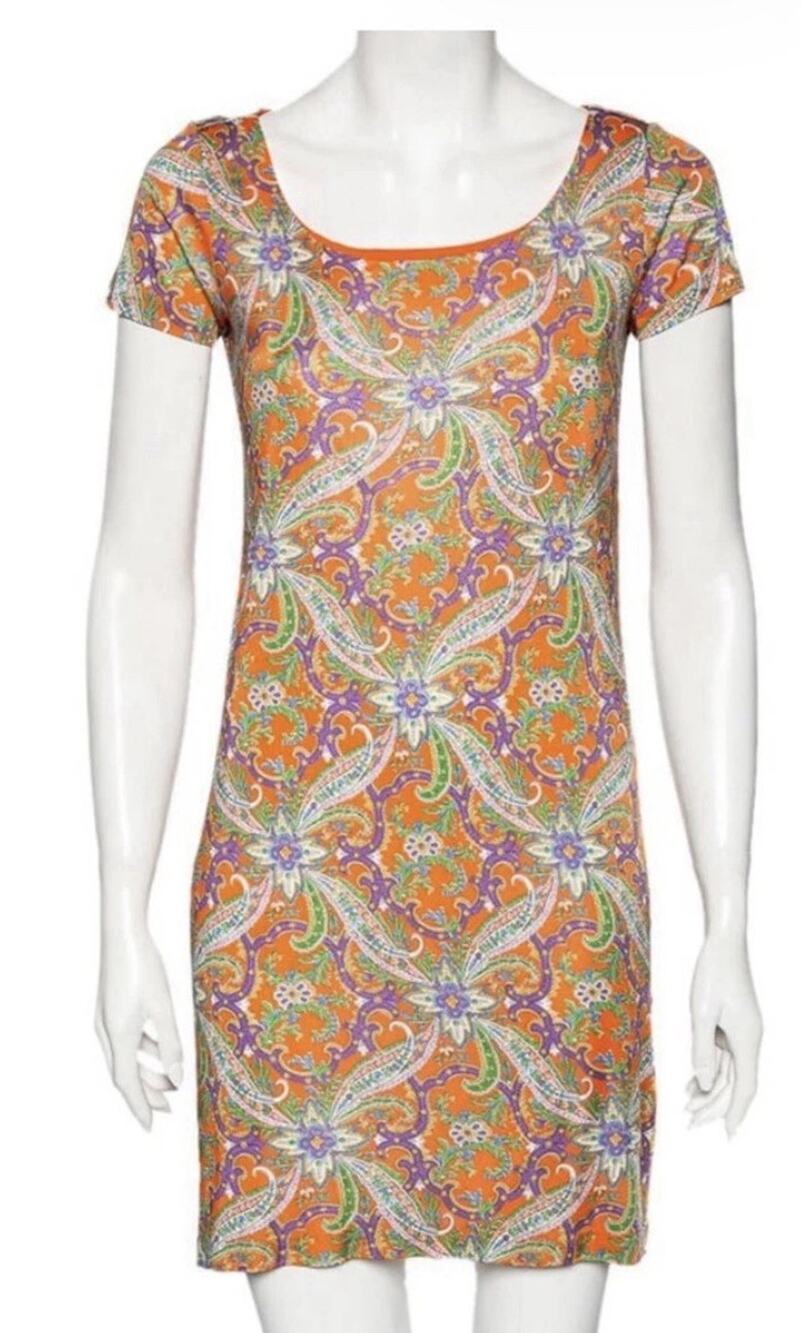 Ralph Lauren Blue Label Orange Paisley Dress Size Large